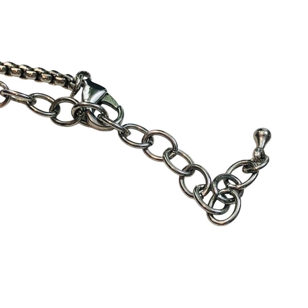 Trendy Long Necklace Faux Silver Turquoise Charms - Picture 6 of 16